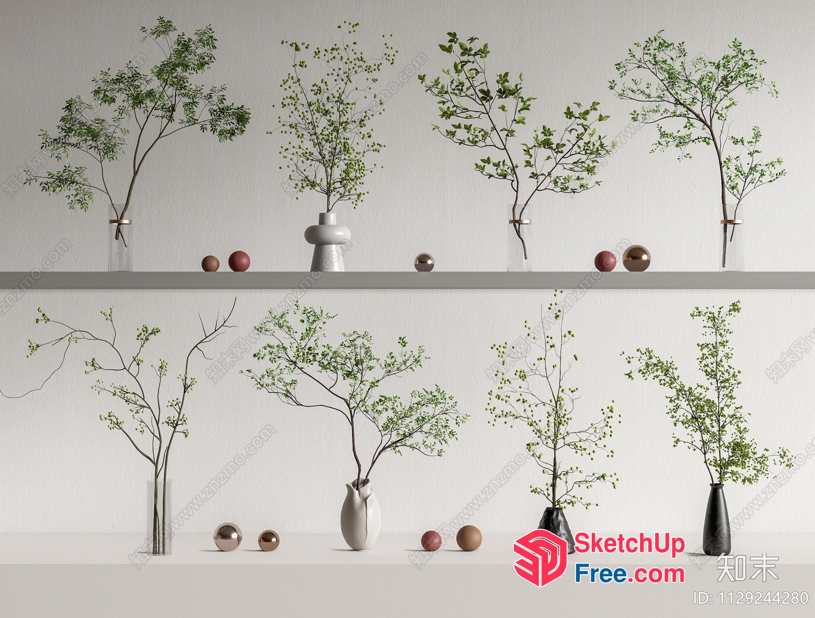 Minimalist Decorative Plants And Vases 3D SketchUp File