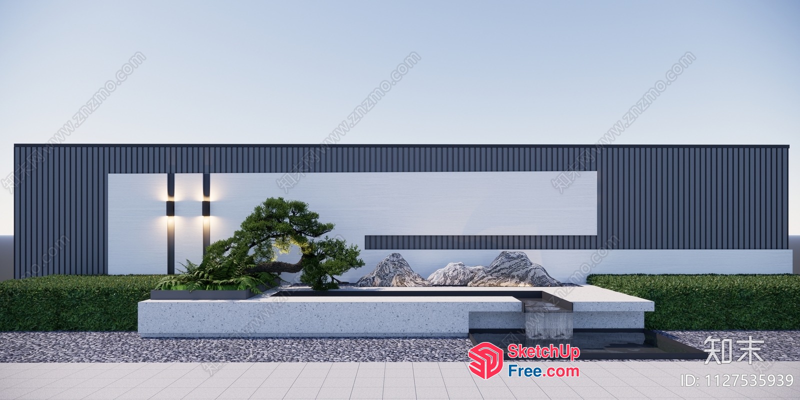 Minimalist Japanese Style Exterior Decor 3D SketchUp File