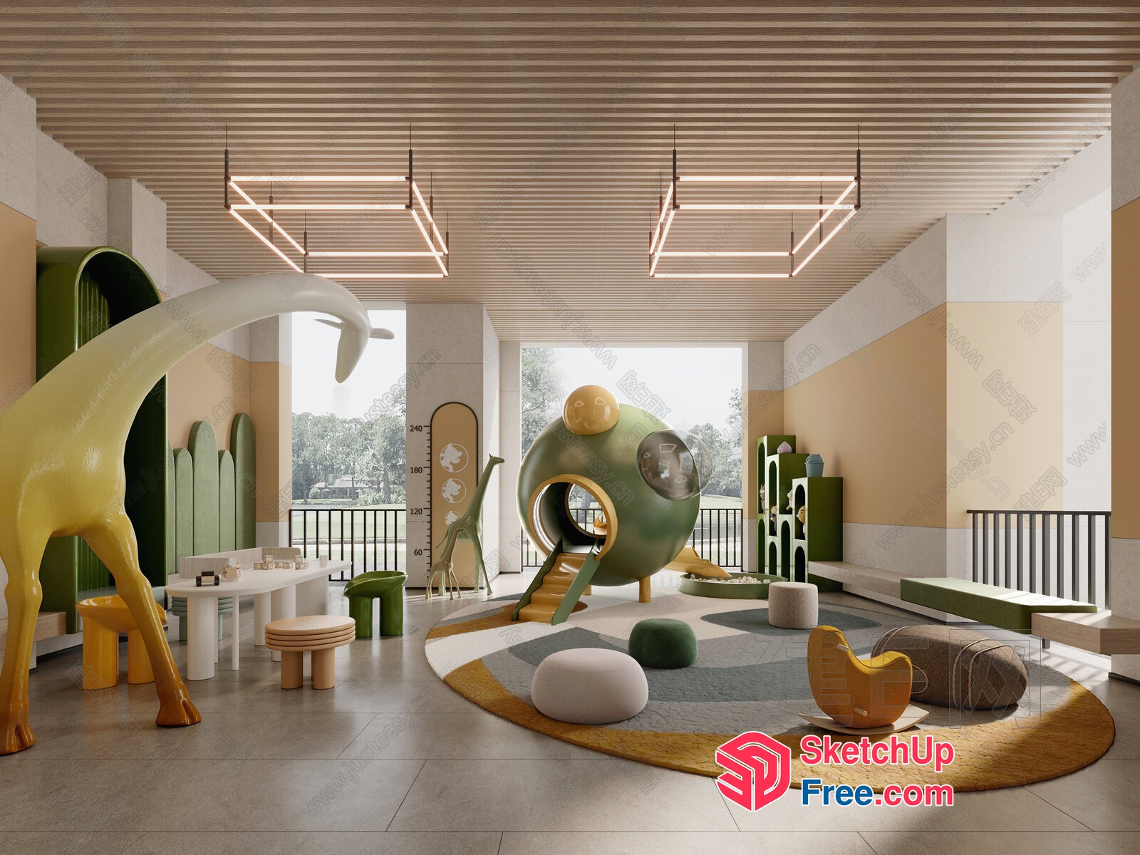 Modern Playroom With Animal Decor And Colorful Furniture 3D SketchUp File