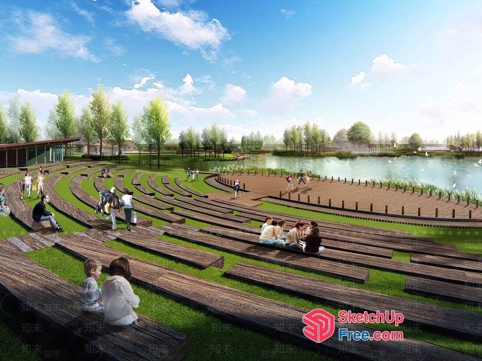 Outdoor Amphitheater With Natural Surroundings 3D SketchUp File