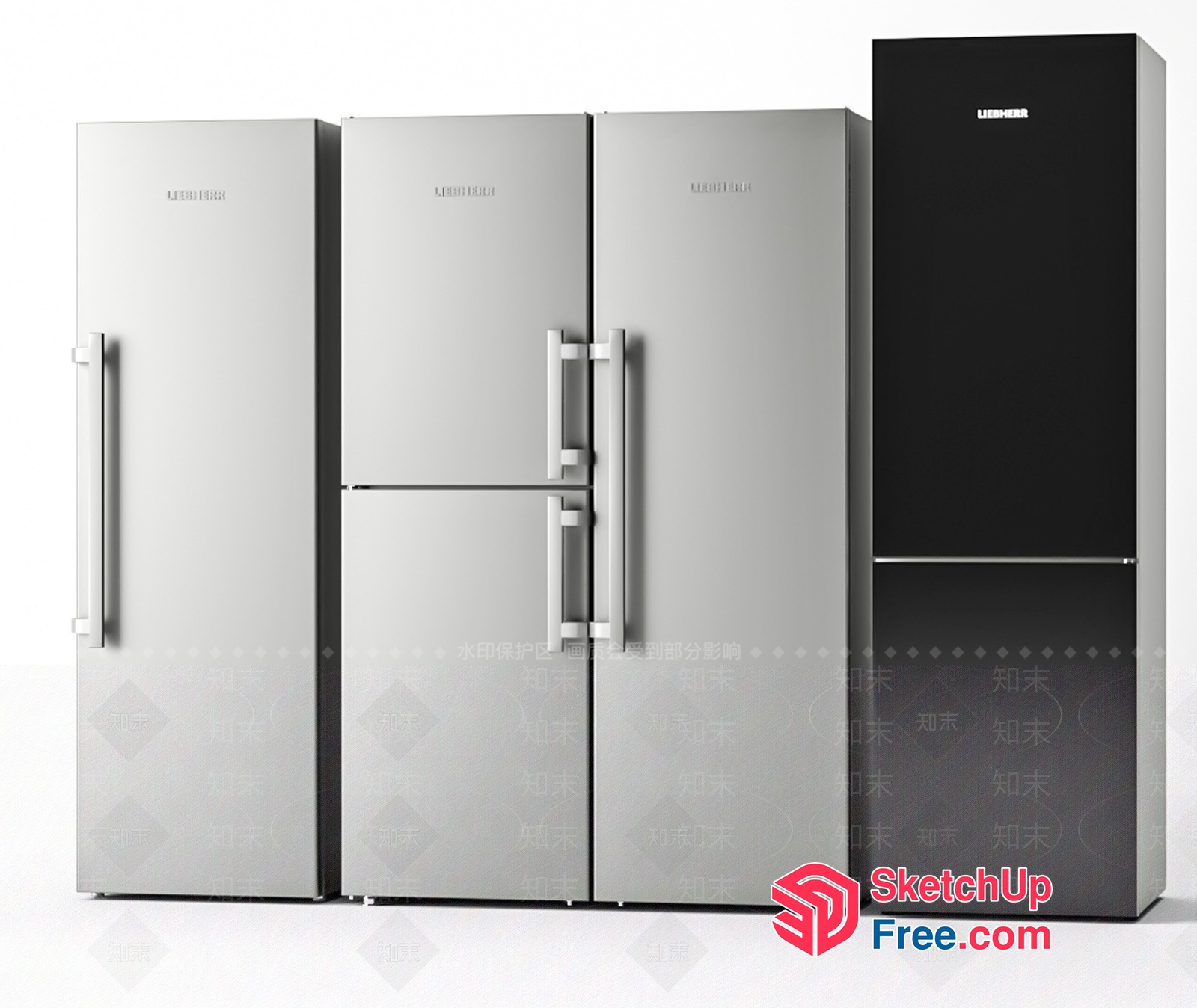 Modern Kitchen Refrigerators And Freezers 3D SketchUp File