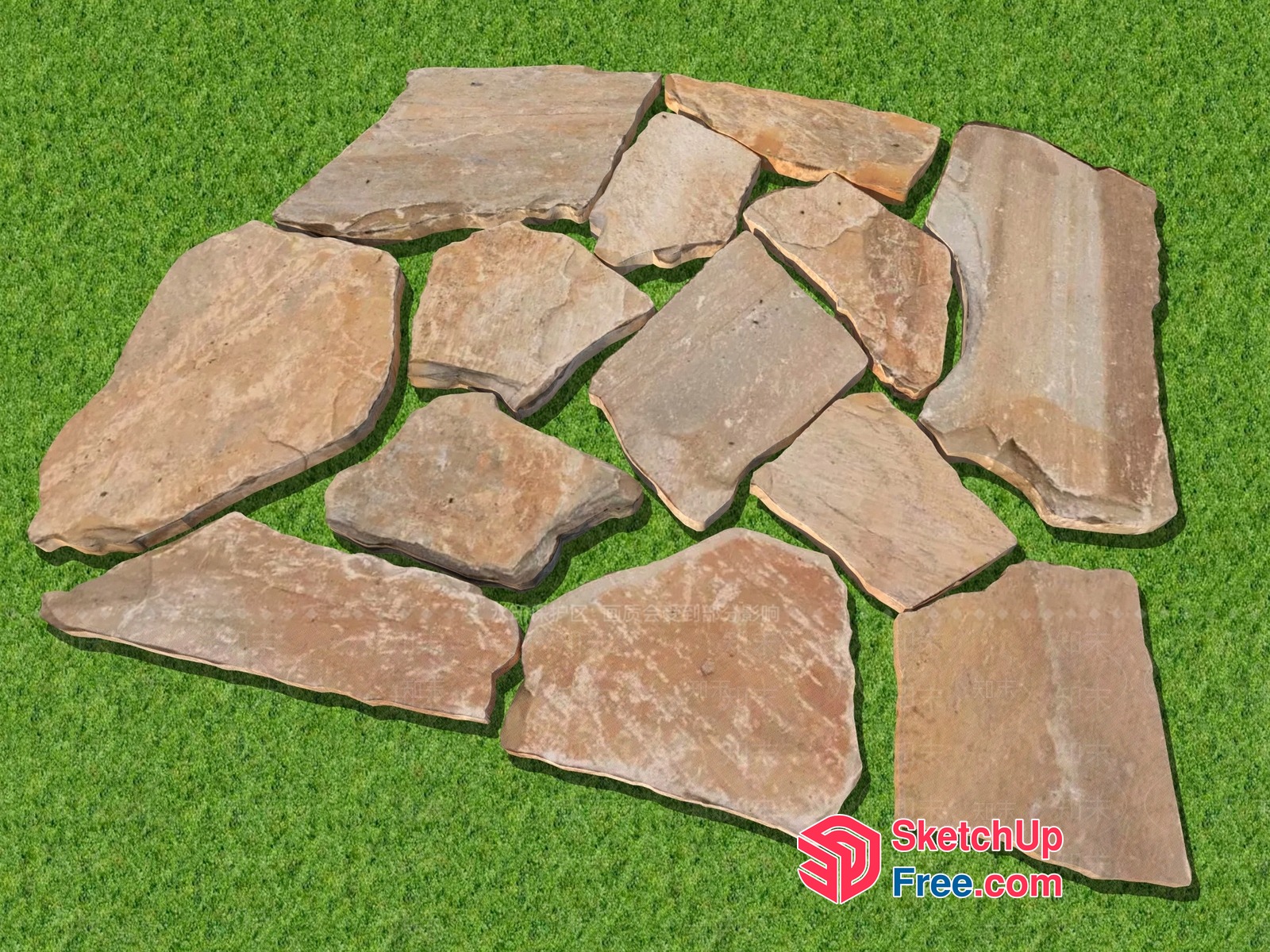Natural Stone Pavers In Earthy Tones 3D SketchUp File