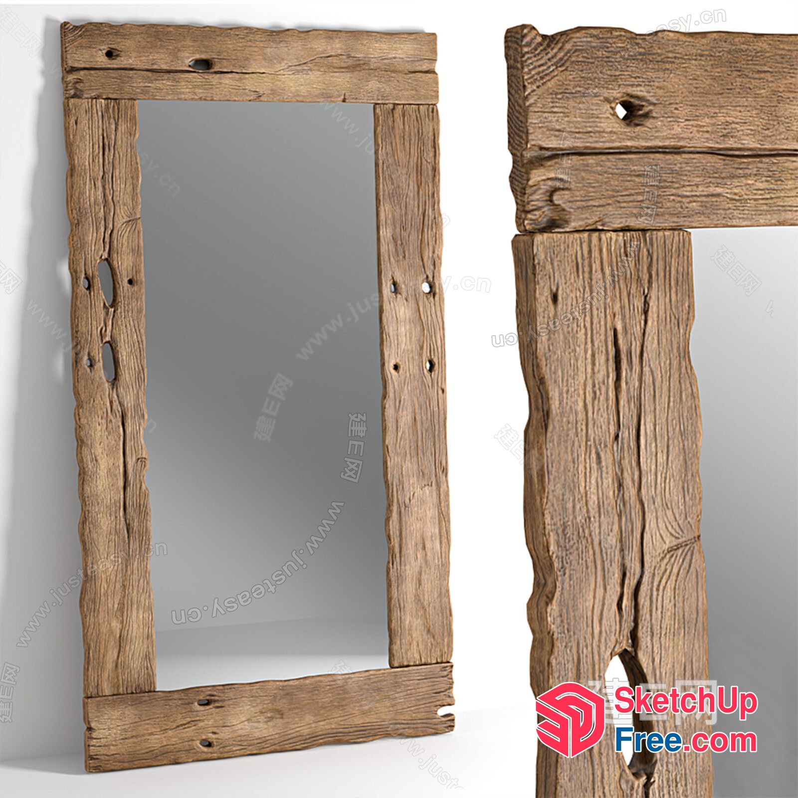 Rustic Wooden Mirror Frame 3D SketchUp File