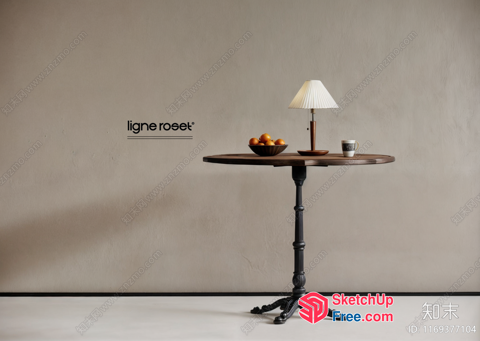 Interior Decorative Table With Fruit Bowl And Lamp 3D SketchUp File