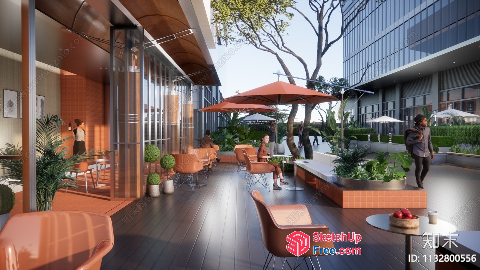 Modern Outdoor Seating Area With Glass Curtain Wall 3D SketchUp File