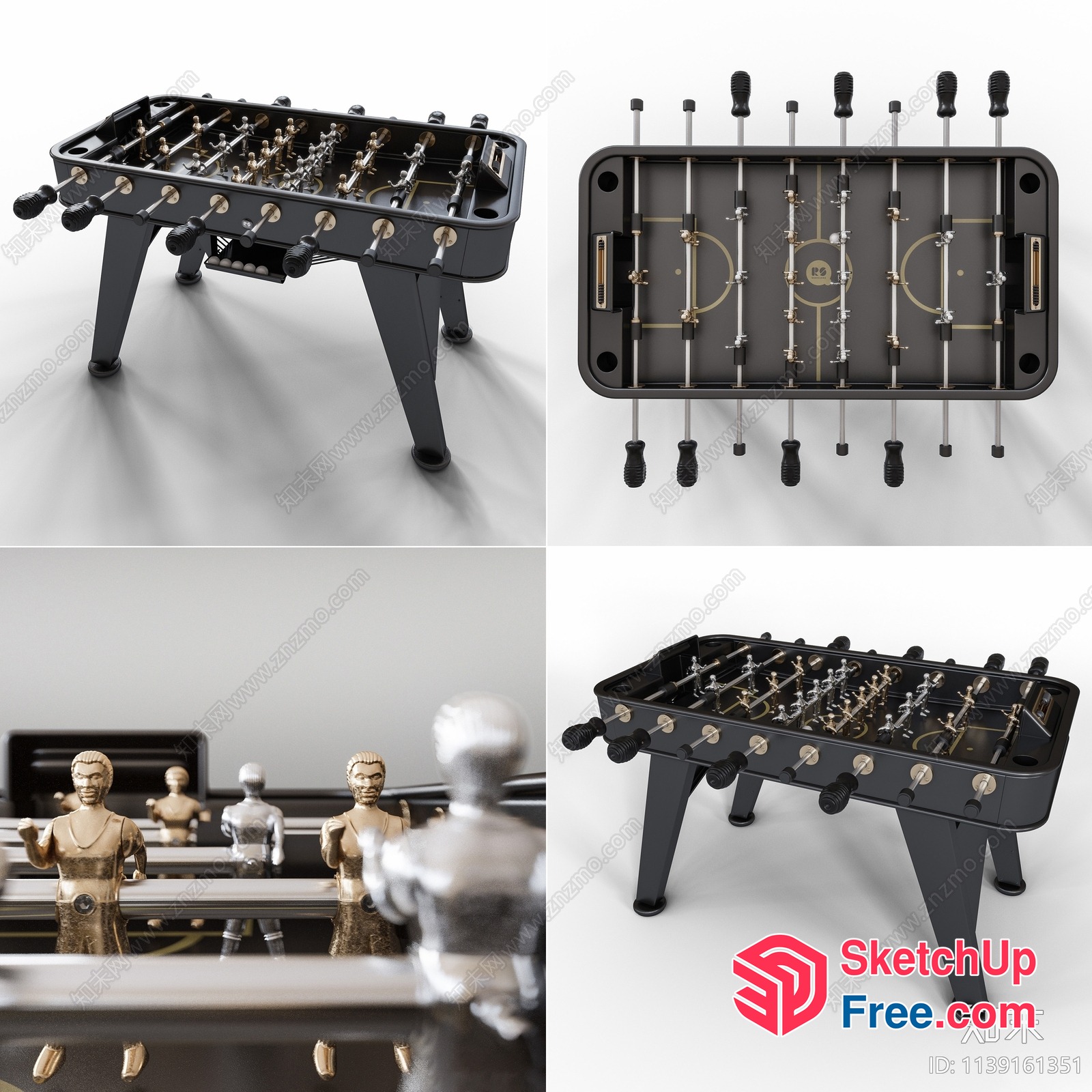 Foosball Table With Black And Gold Accents 3D SketchUp File