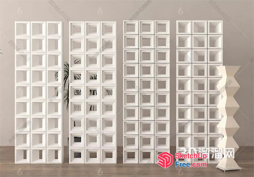 Modern White Shelving Unit 3D SketchUp File