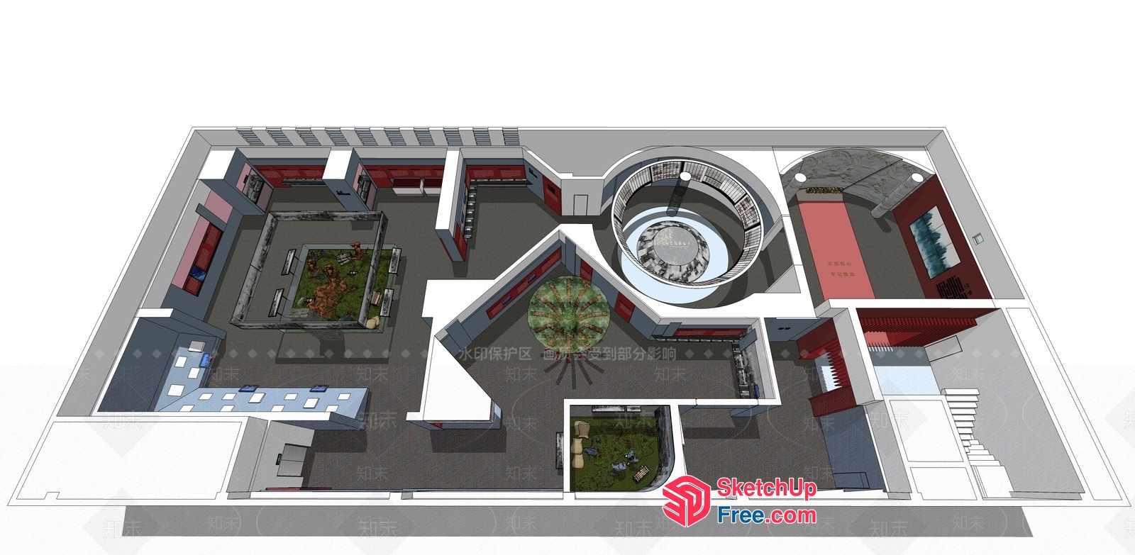 Modern Office Building Floor Plan 3D SketchUp File