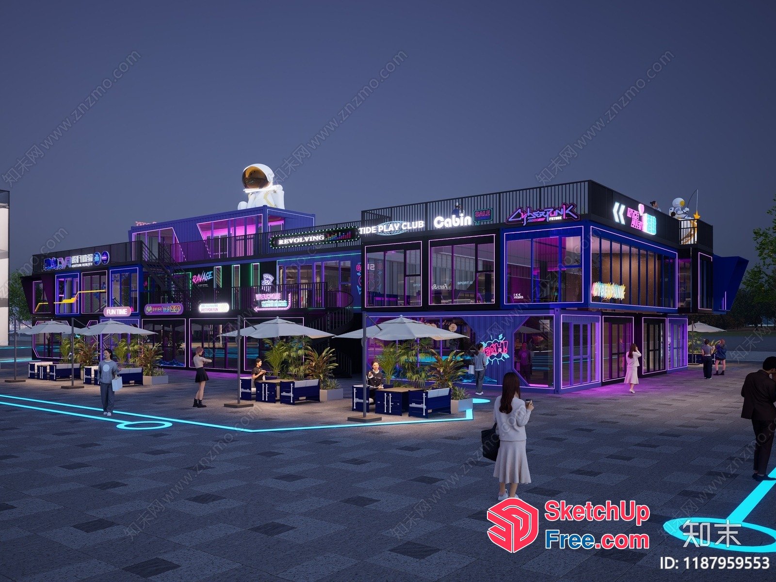 Futuristic Commercial Street Cladding 3D SketchUp File