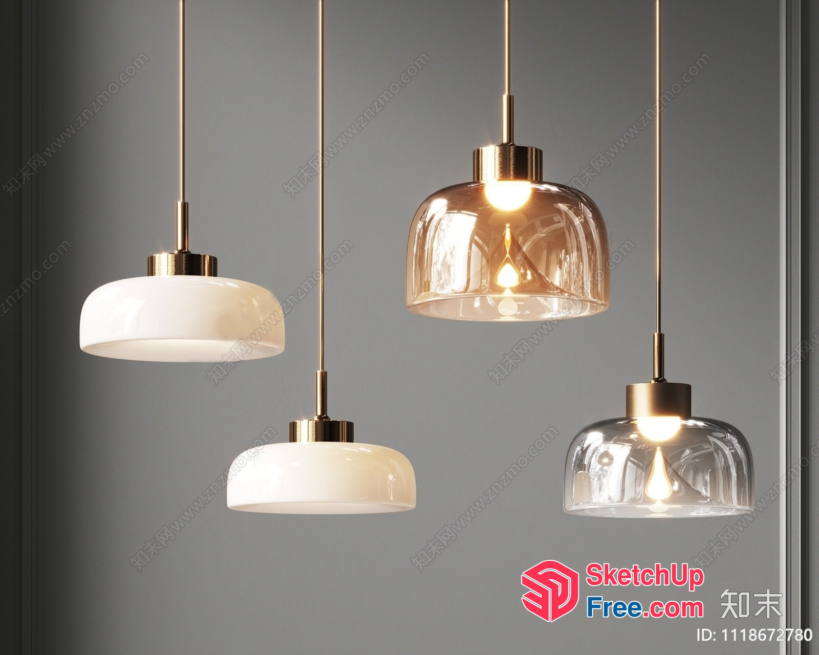 Modern Glass Pendant Lamps 3D SketchUp File