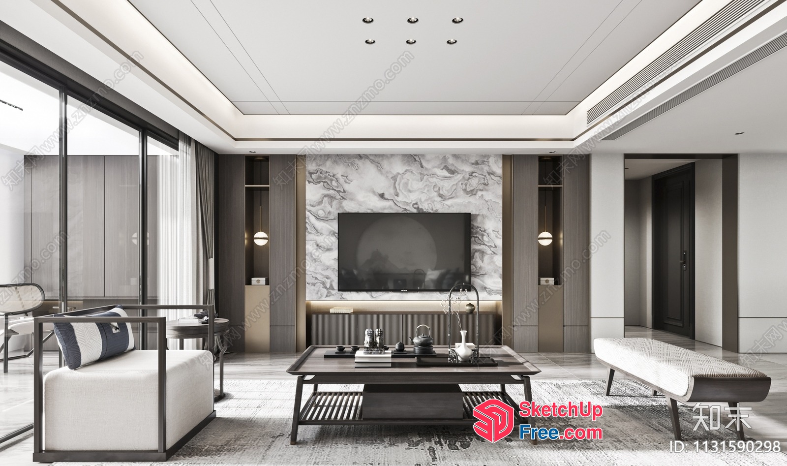 Luxurious Modern Living Room With Sleek Tv And Decorative Elements 3D SketchUp File