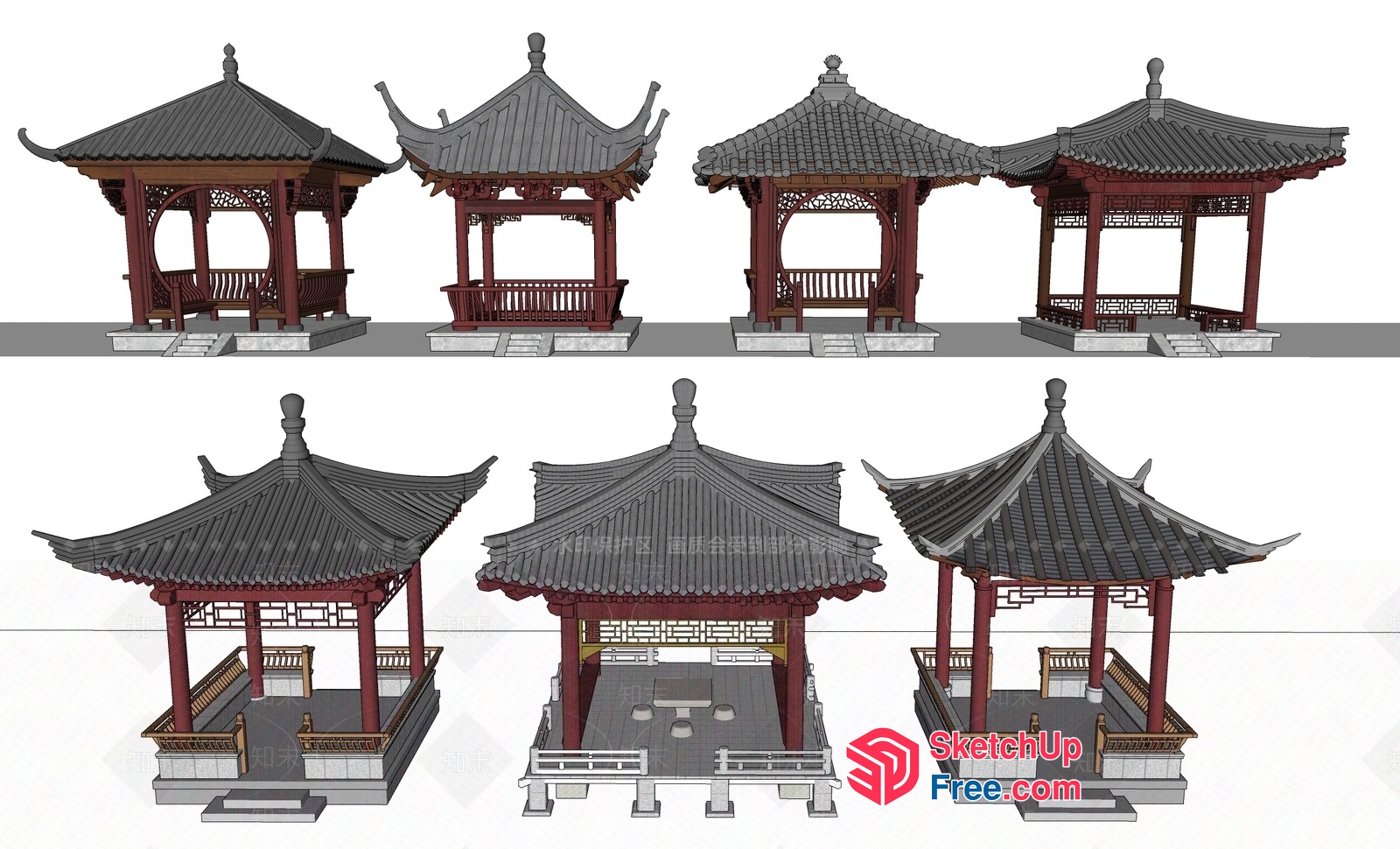 Traditional Chinese Pavilion Architecture 3D SketchUp File