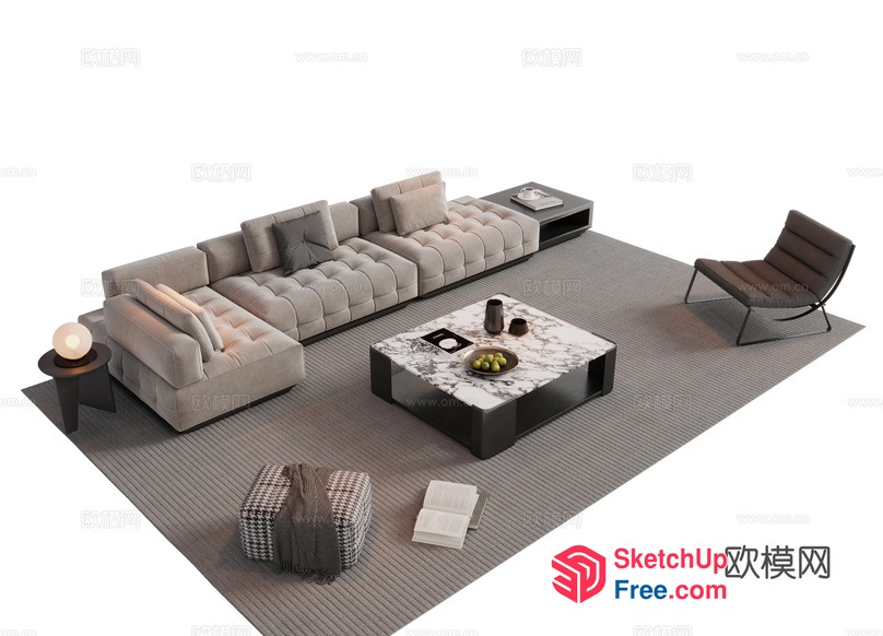 Minimalist European Style Living Room Interior 3D SketchUp File