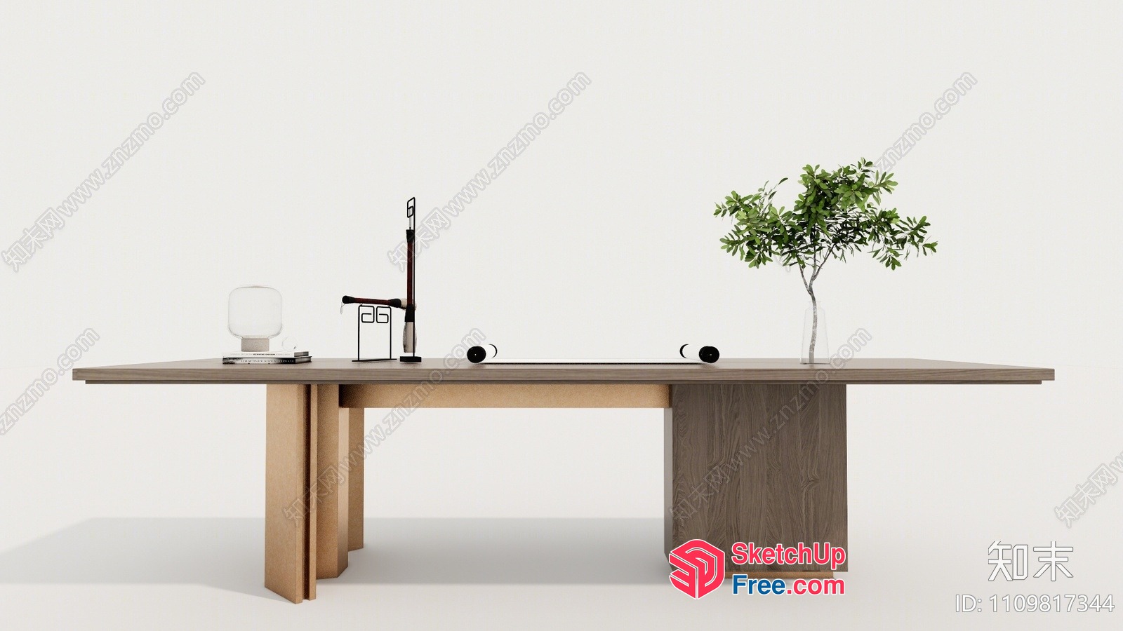 Modern Office Desk With Minimalist Design And Natural Wood Accents 3D SketchUp File
