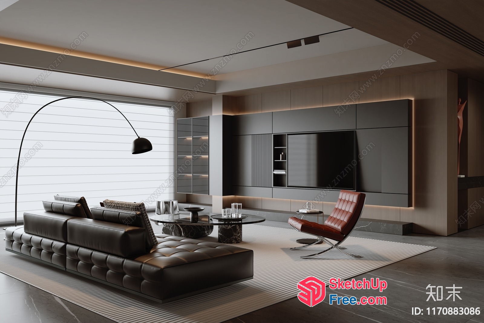 Modern Minimalist Living Room With Sleek Furniture 3D SketchUp File