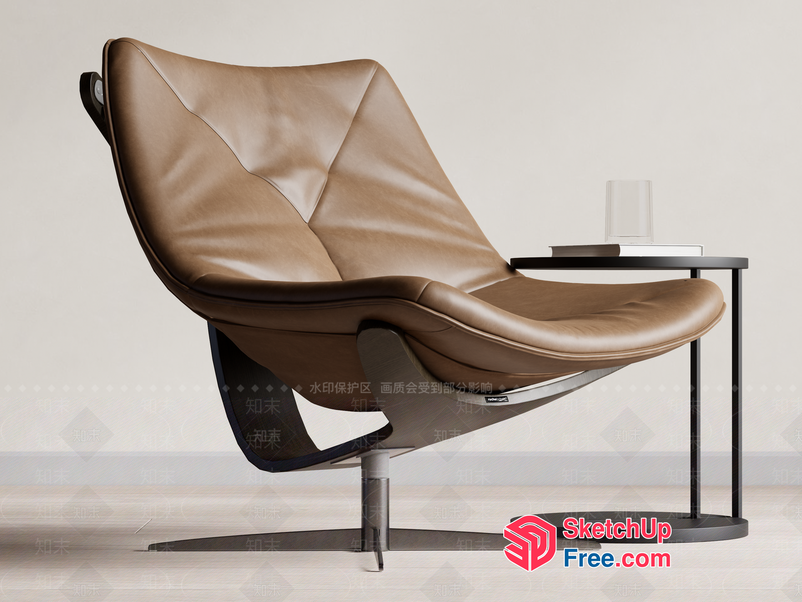 Modern Leather Chair With Sleek And Curved Design 3D SketchUp File