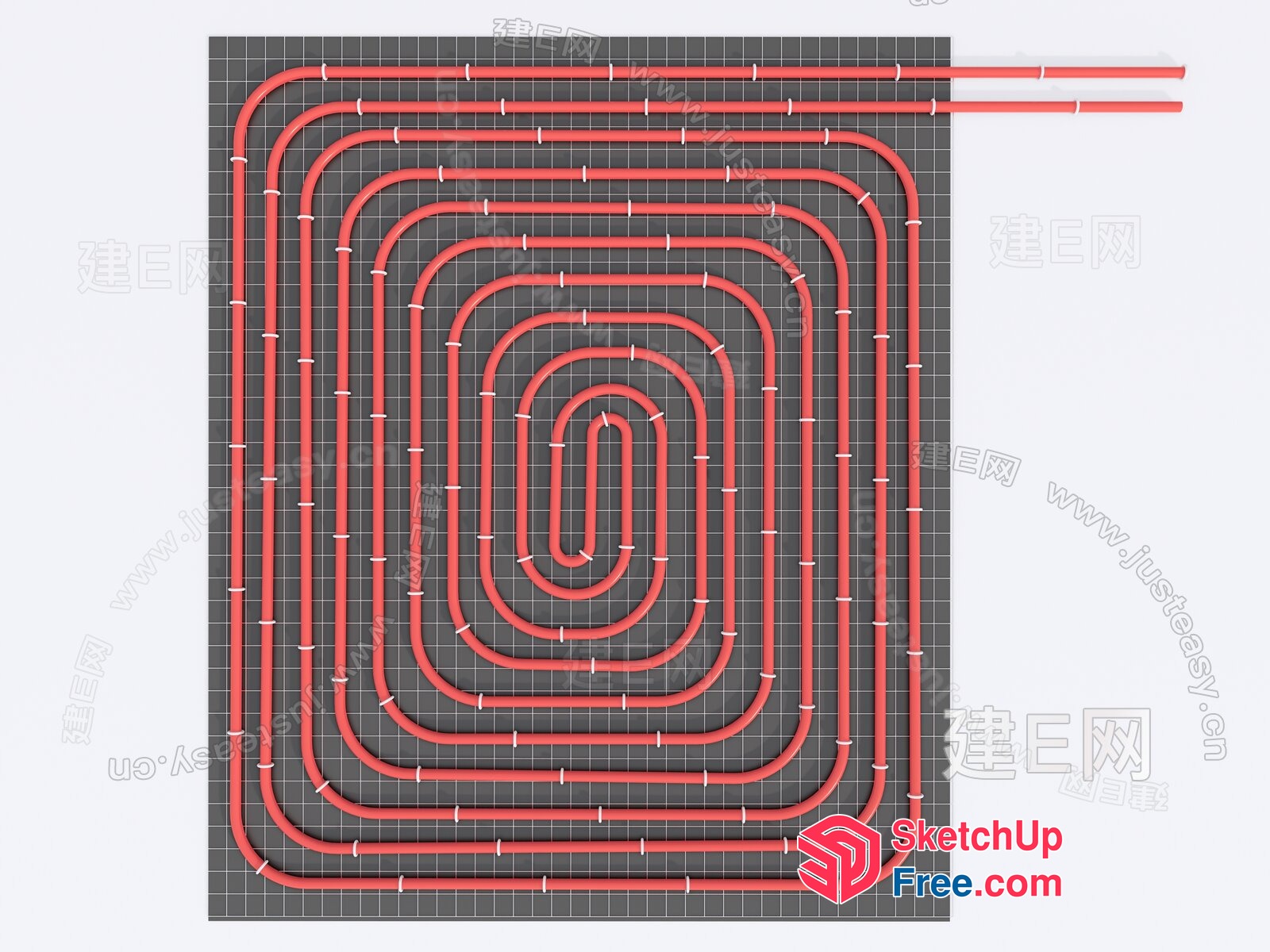 Red And Grey Spiral Patterned Floor 3D SketchUp File