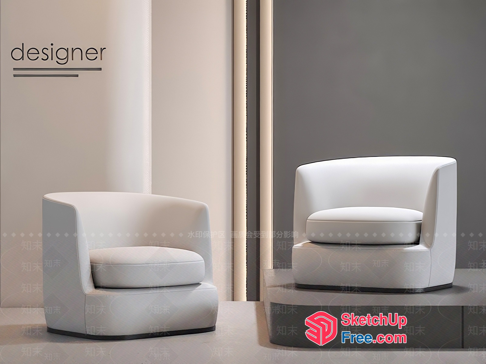 Modern White Chairs 3D SketchUp File