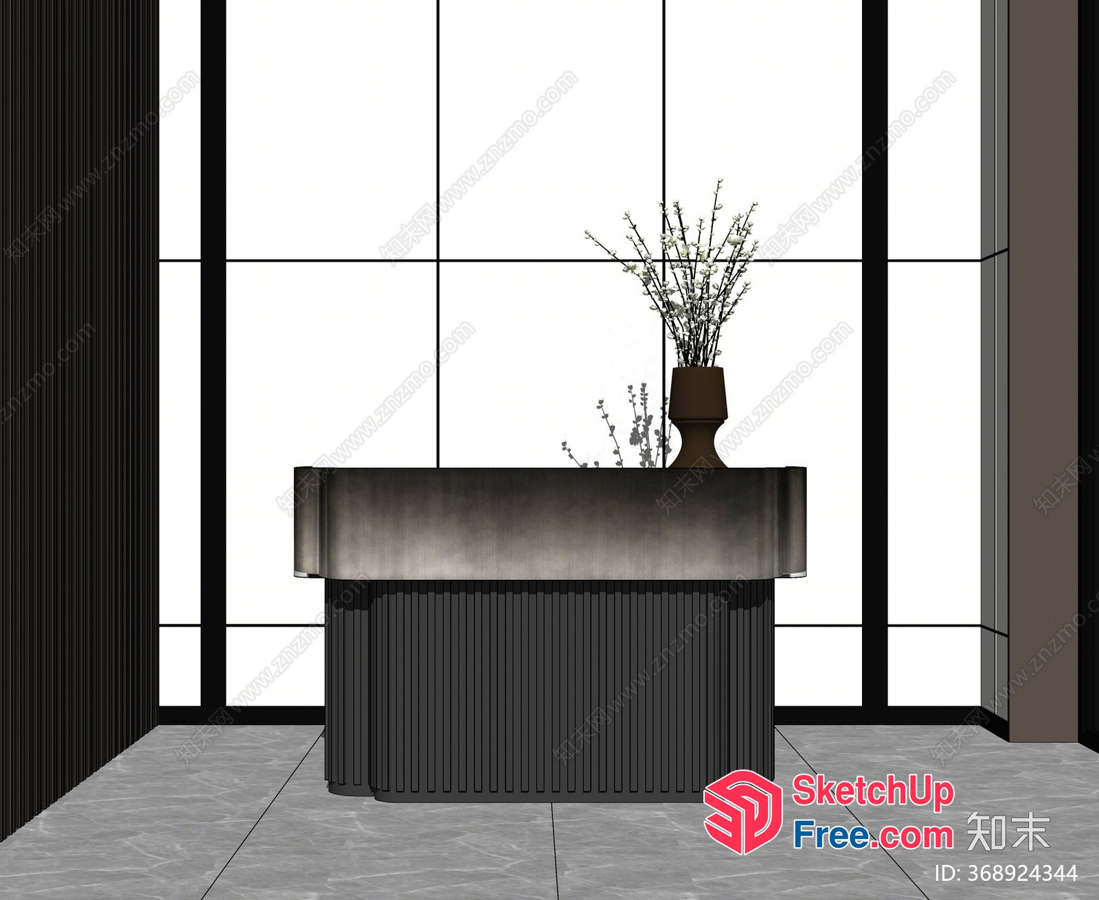 Modern Minimalist Reception Desk With Vase 3D SketchUp File