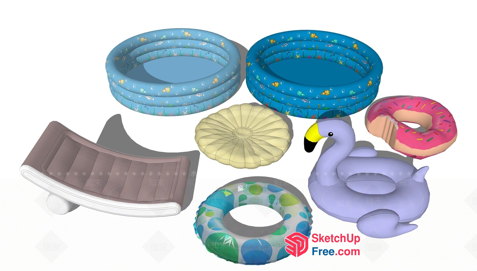 Inflatable Pool And Floats Collection 3D SketchUp File