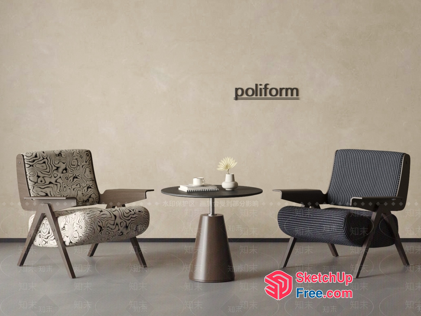 Poliform Chairs And Table 3D SketchUp File