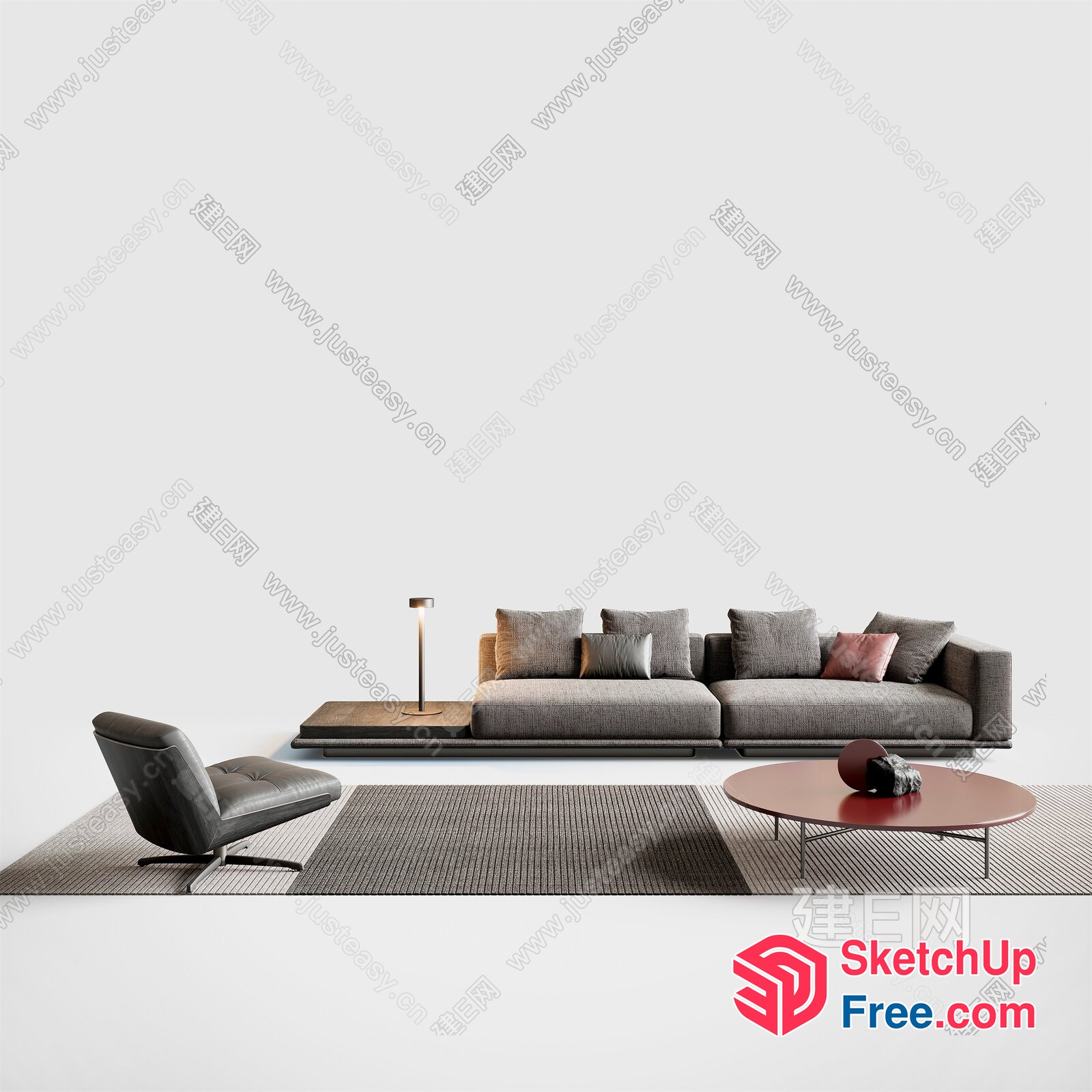 Modern Minimalist Japanese-Style Living Room Interior 3D SketchUp File