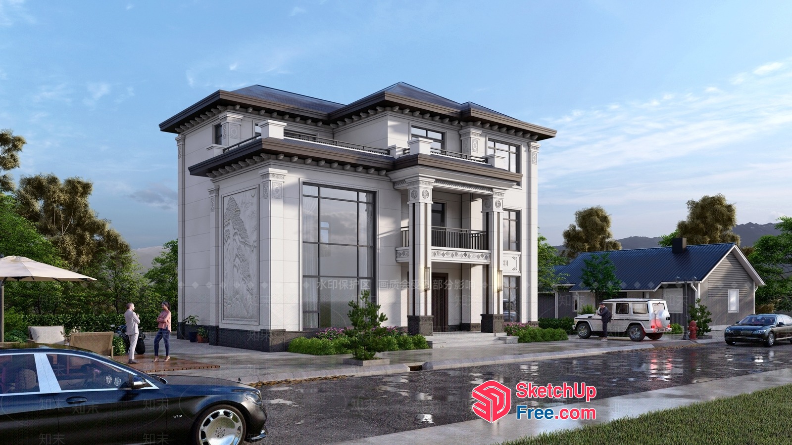 Grand Classical Villa Exterior 3D SketchUp File
