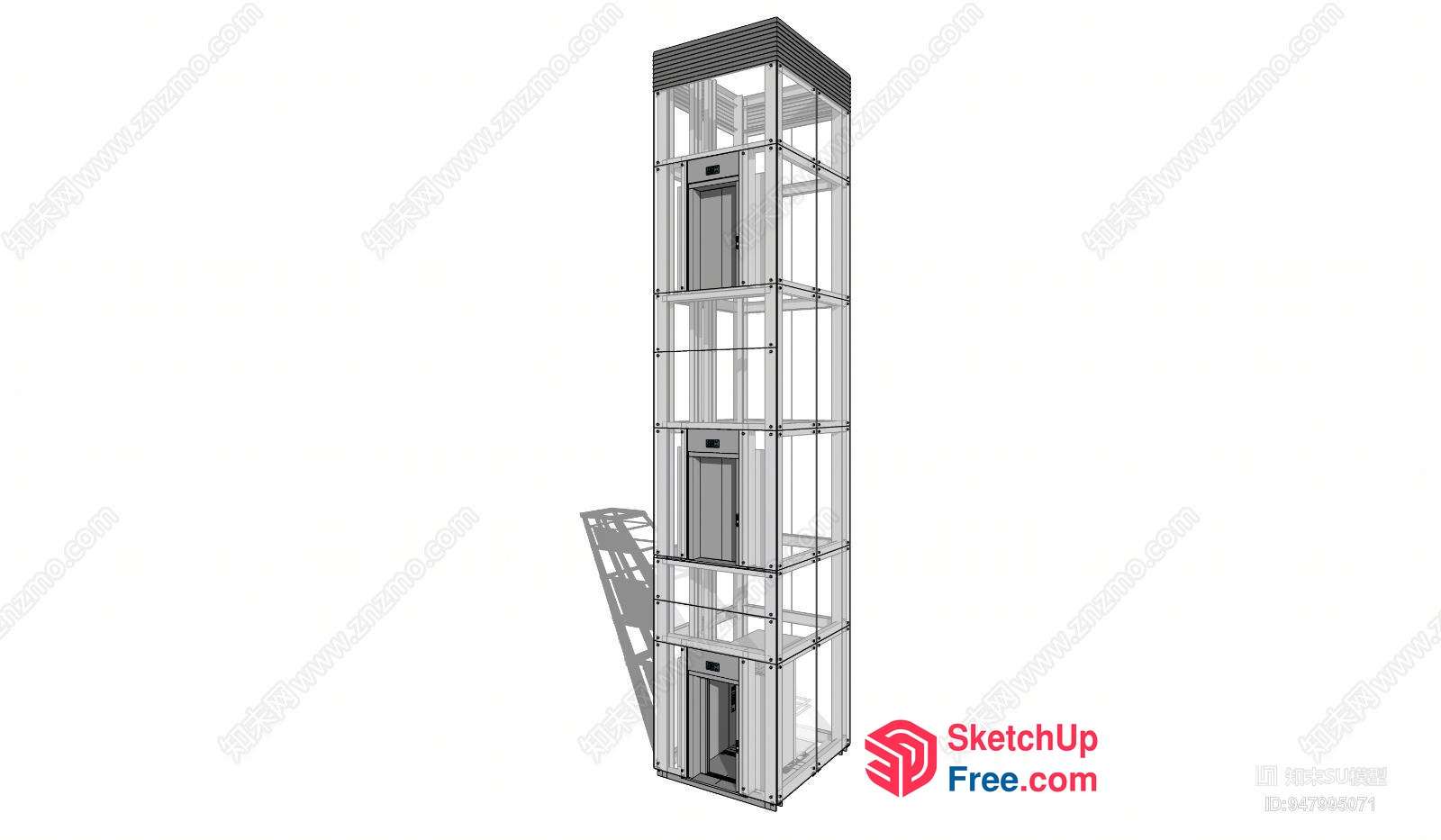 Tall Building With Elevator And Stairs 3D SketchUp File