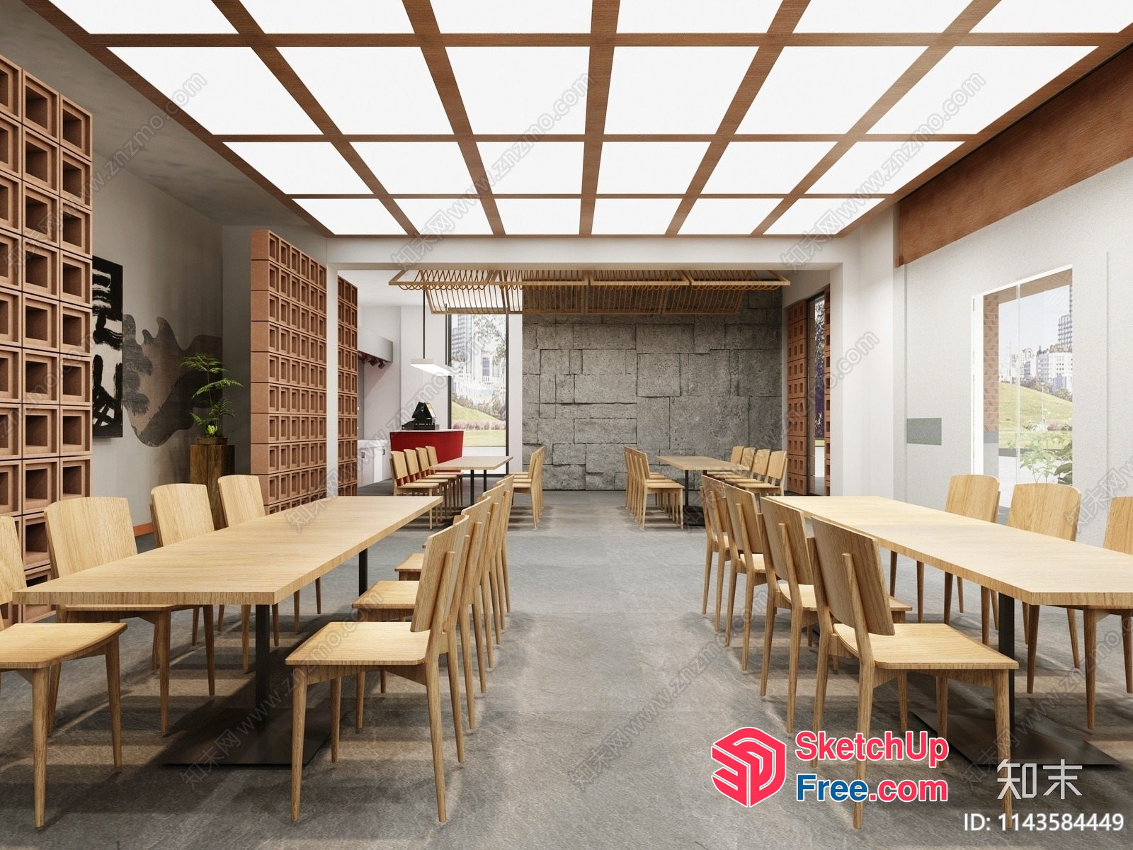 Modern Minimalist Japanese-Inspired Dining Room Interior 3D SketchUp File
