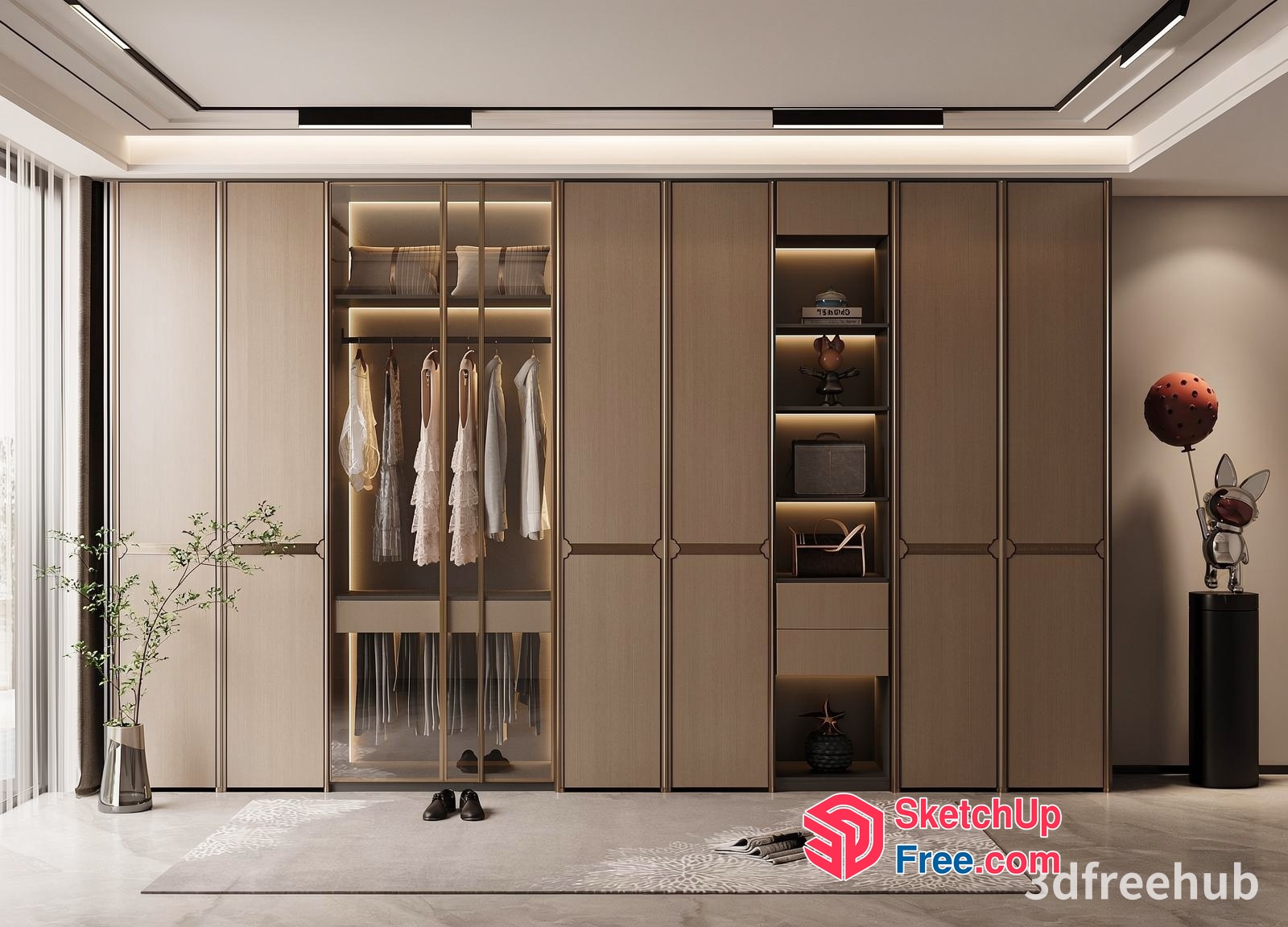Modern Minimalist Wardrobe Design With Sleek Lighting 3D SketchUp File