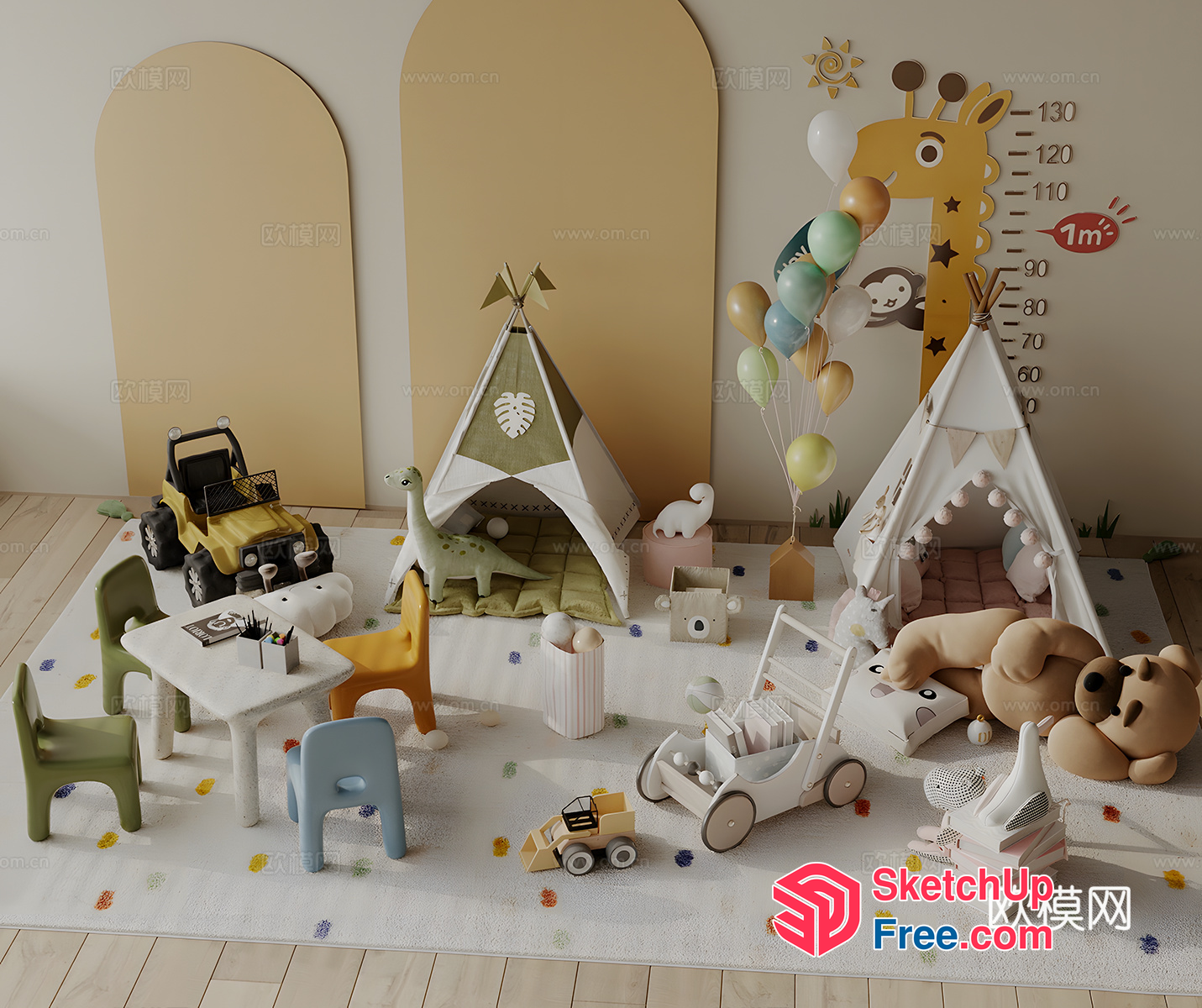 Playful And Colorful Children'S Play Area 3D SketchUp File