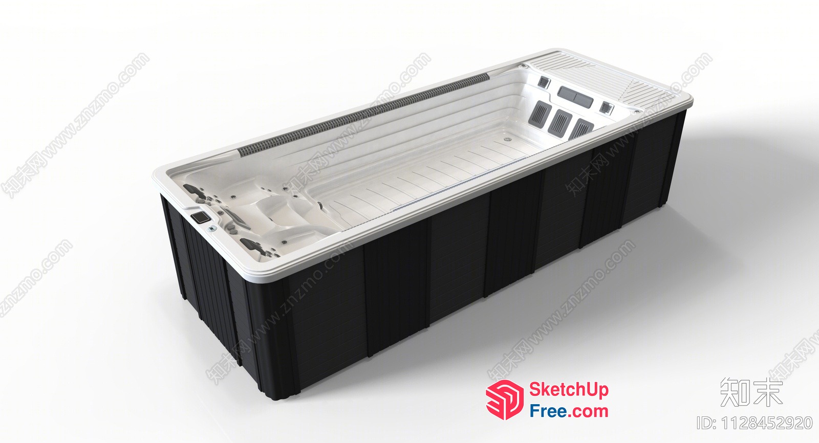 Long Spa Bathtub With Multiple Jets 3D SketchUp File