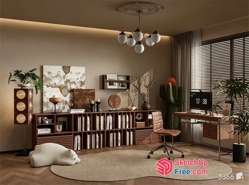 Modern Home Office Decor With Artistic Touches 3D SketchUp File