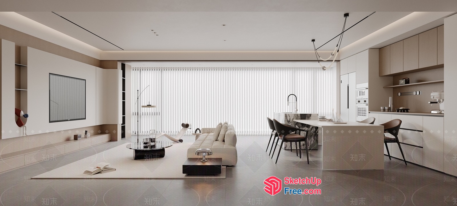 Modern Minimalist Living Room With Sleek Furniture And Natural Light 3D SketchUp File