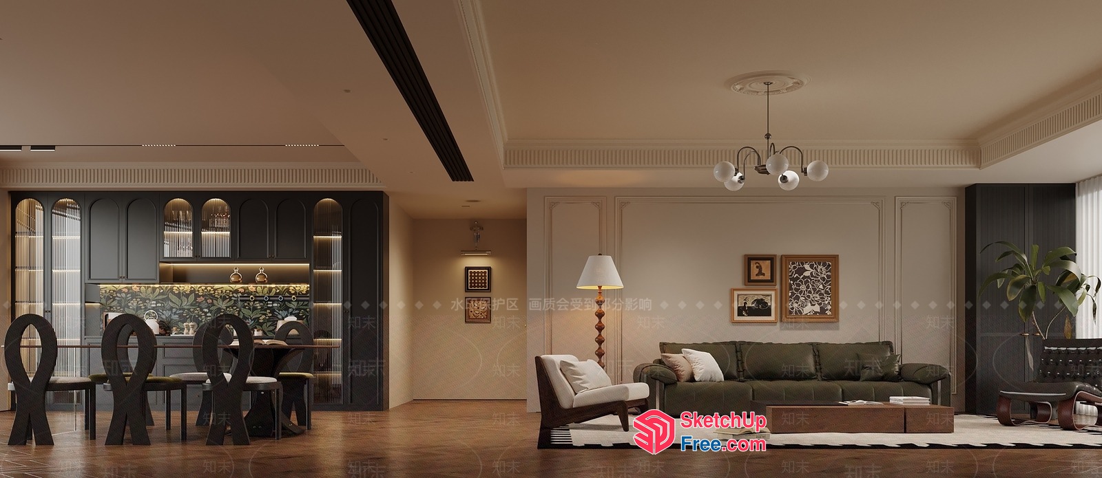 Modern Minimalist Living Room Design With Elegant Furniture 3D SketchUp File