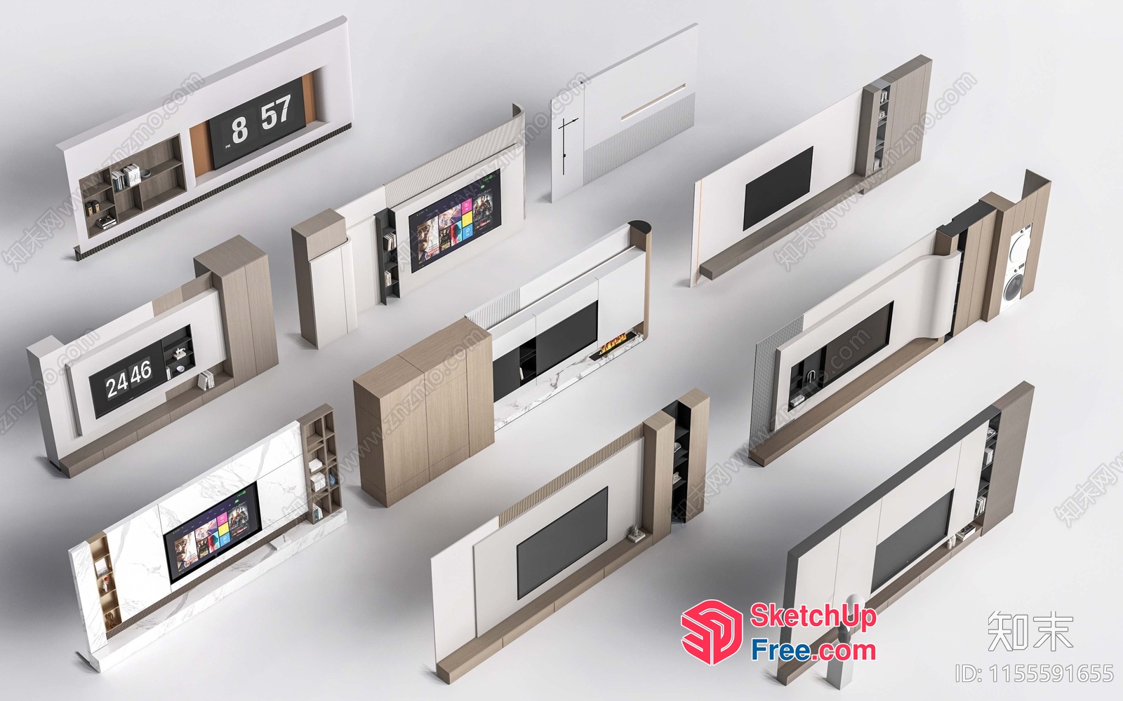 Modern Tv Wall Units With Storage And Display 3D SketchUp File
