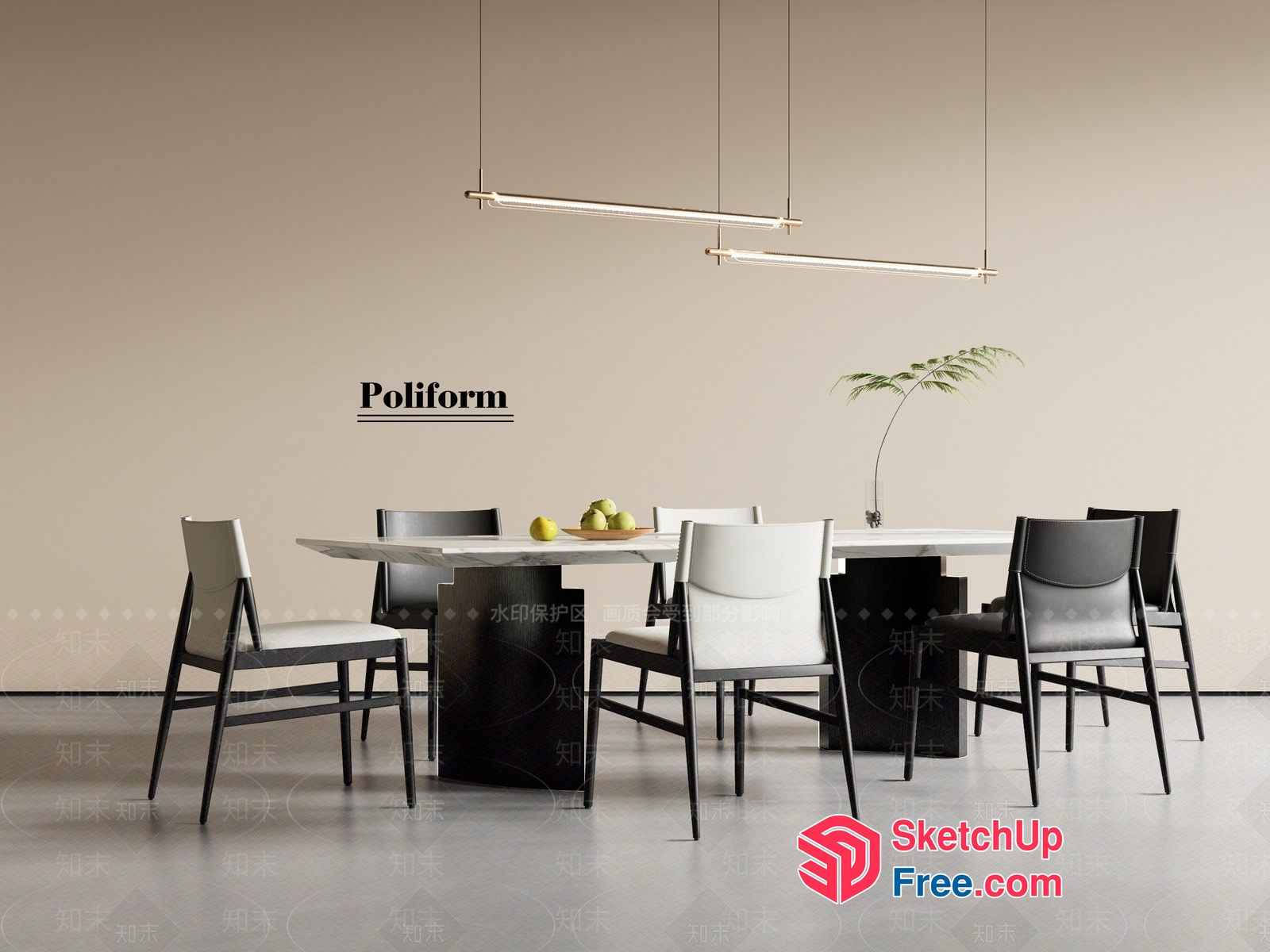 Poliform Dining Room Set 3D SketchUp File