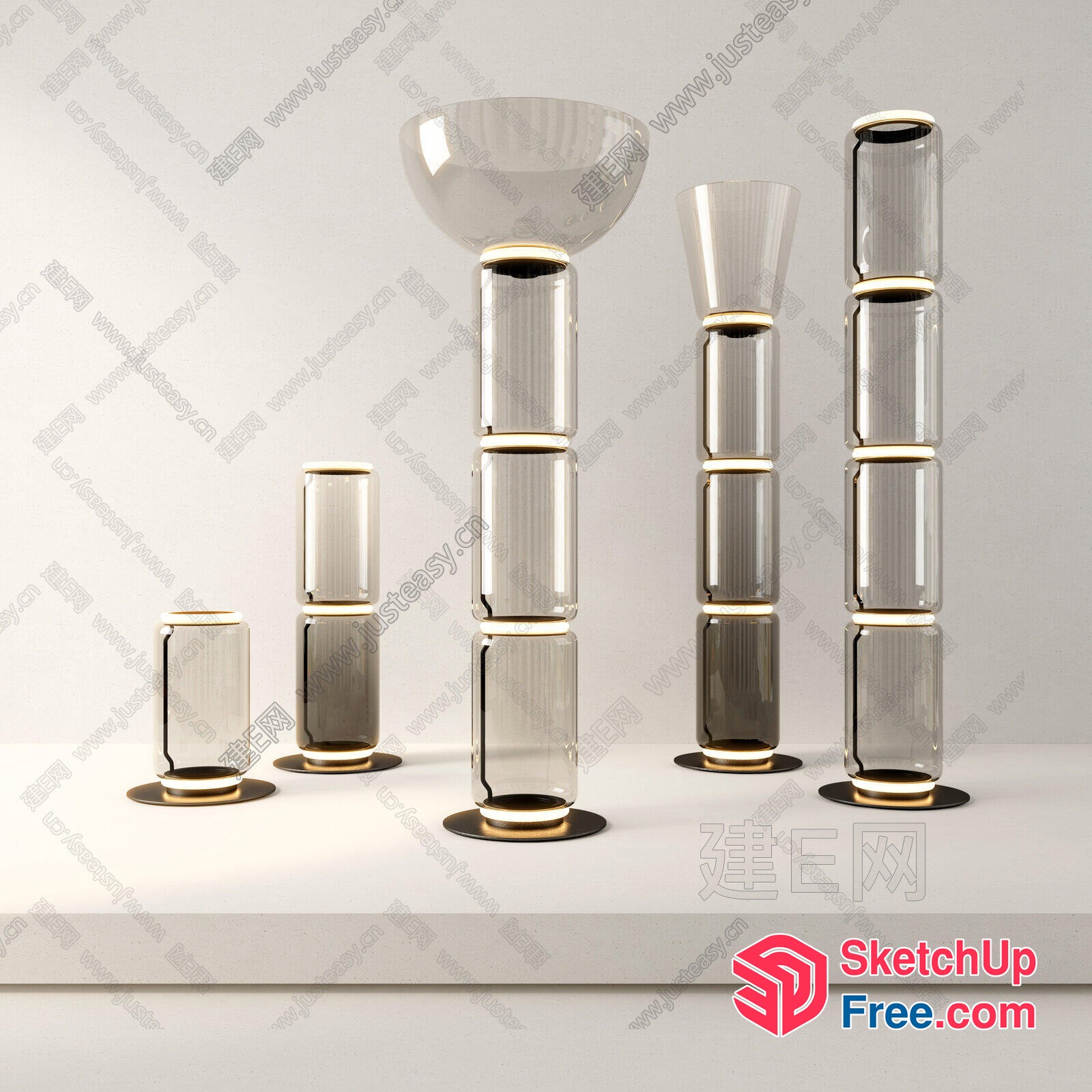 Glass And Metal Pillar Decorations 3D SketchUp File