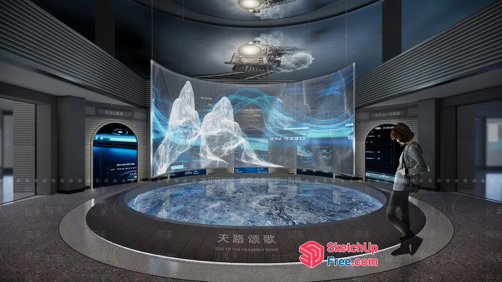 Futuristic Digital Display Room 3D SketchUp File