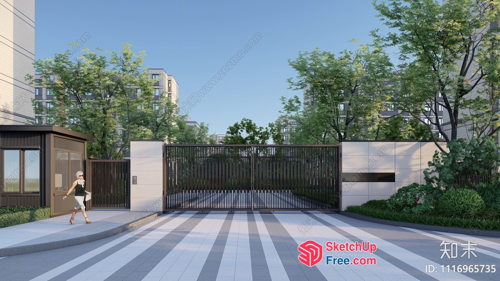 Modern Residential Building Entrance 3D SketchUp File