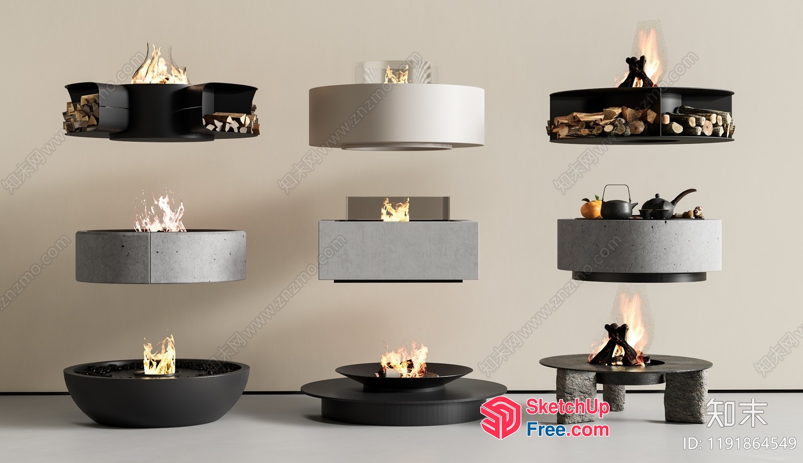 Modern Minimalist Fireplace Decorations 3D SketchUp File