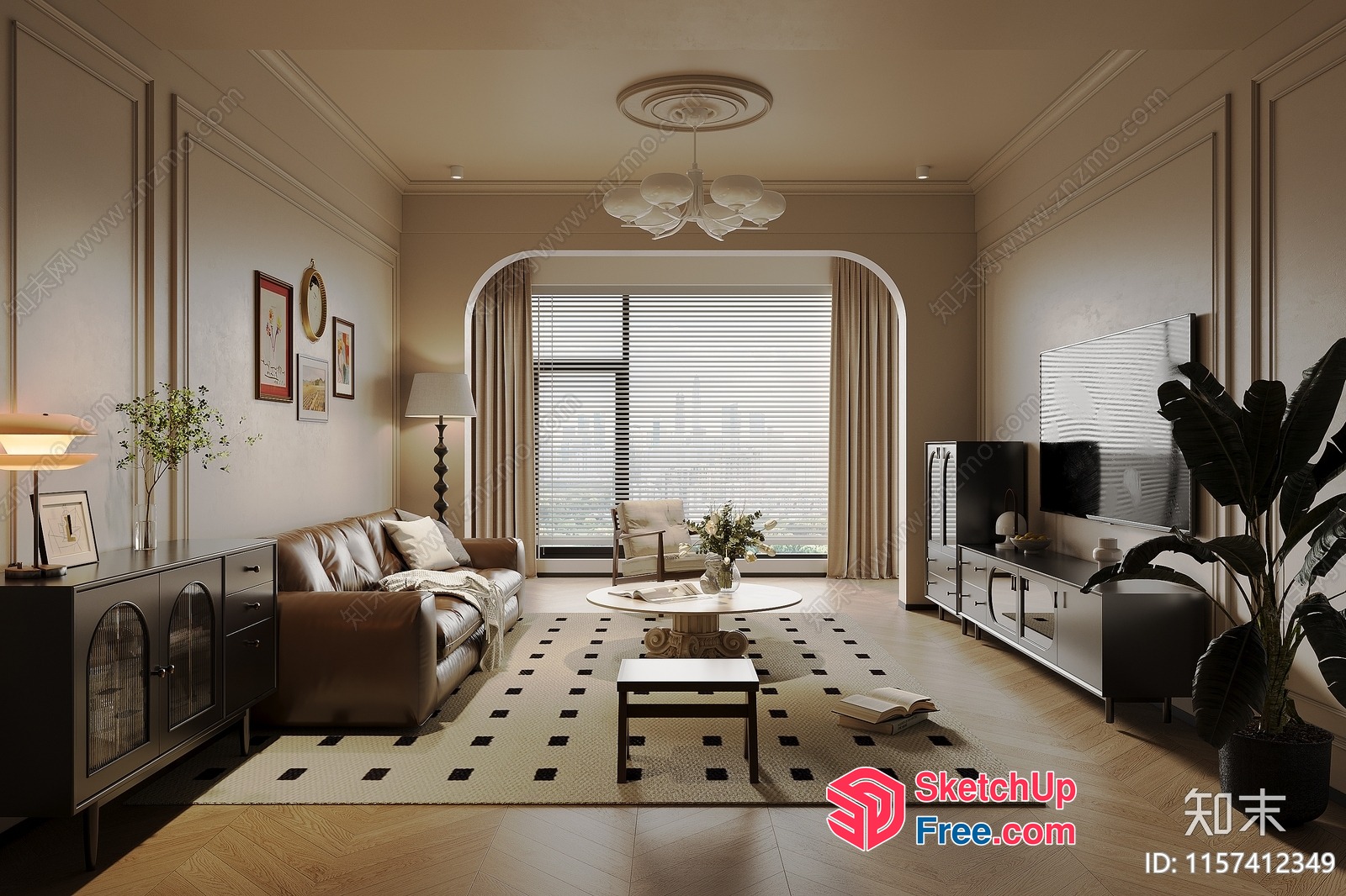 Elegant Living Room With Natural Light 3D SketchUp File