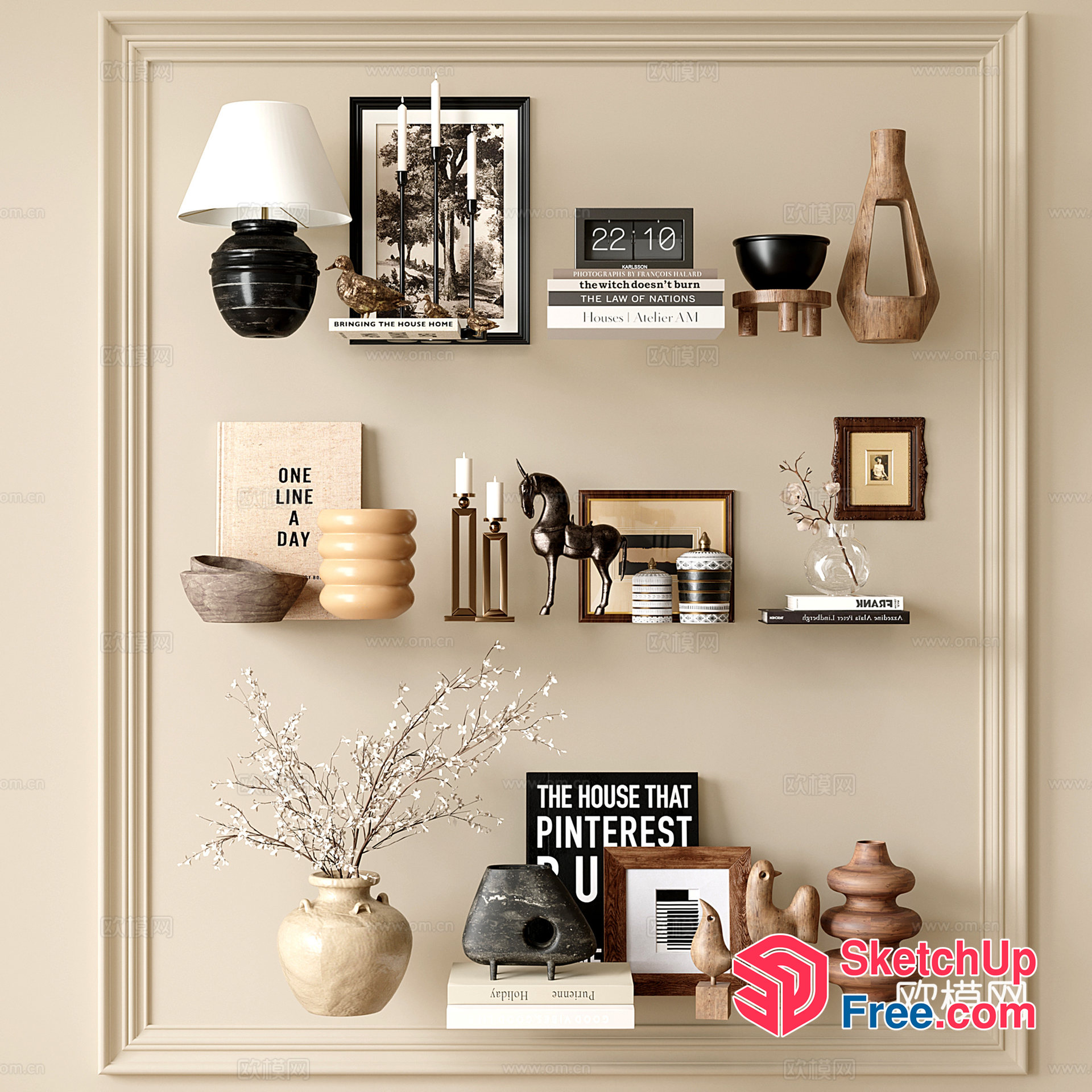 Elegant Decorative Shelf With A Mix Of Modern And Traditional Items 3D SketchUp File