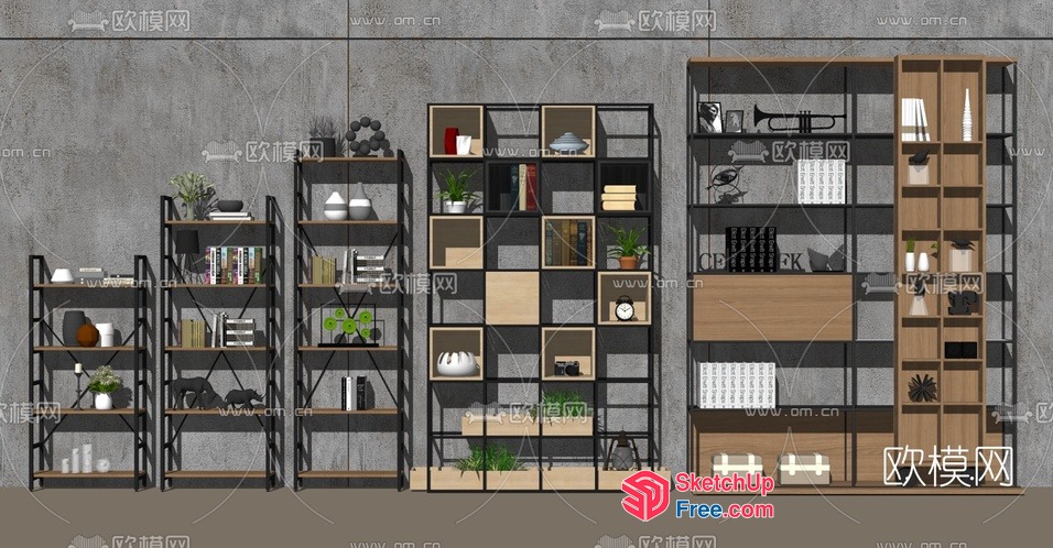 Modern Shelving Unit With Decorative Accents 3D SketchUp File