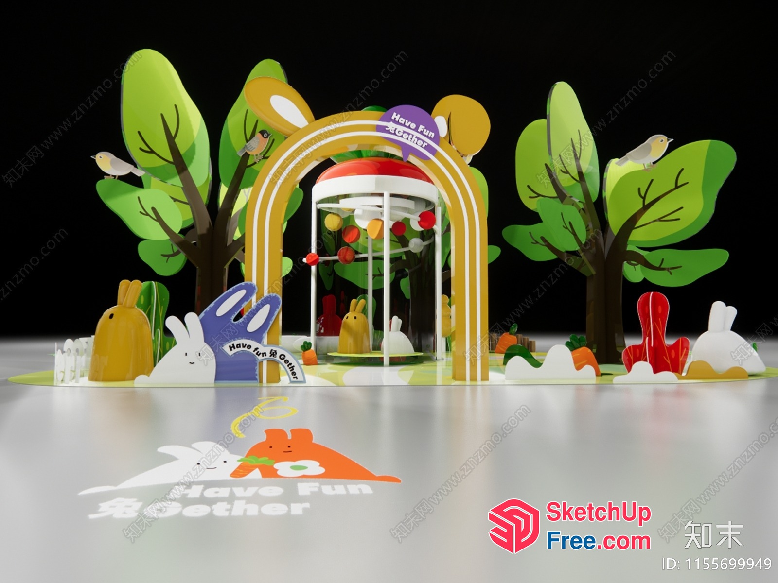 Cartoon-Style Rabbit-Themed Playground 3D SketchUp File