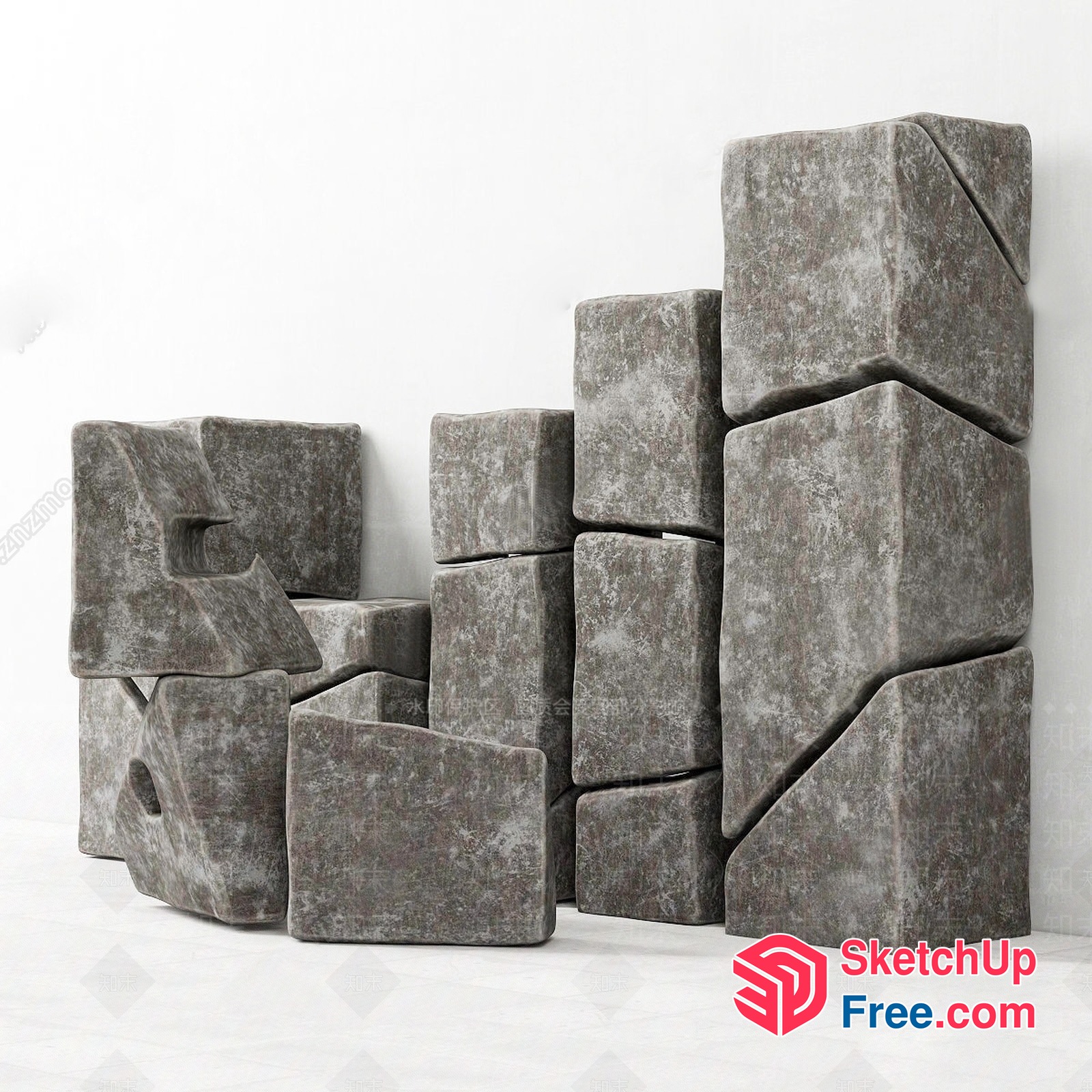 Weathered Stone Blocks 3D SketchUp File