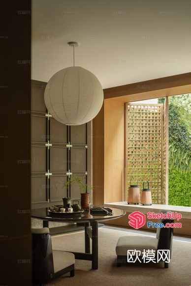 Japanese-Style Interior Decor With Wabi-Sabi Elements 3D SketchUp File