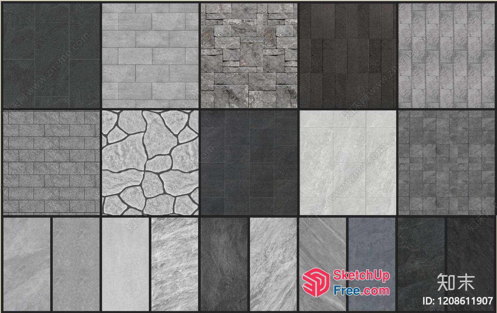 Exterior Tile Collection In Various Styles 3D SketchUp File