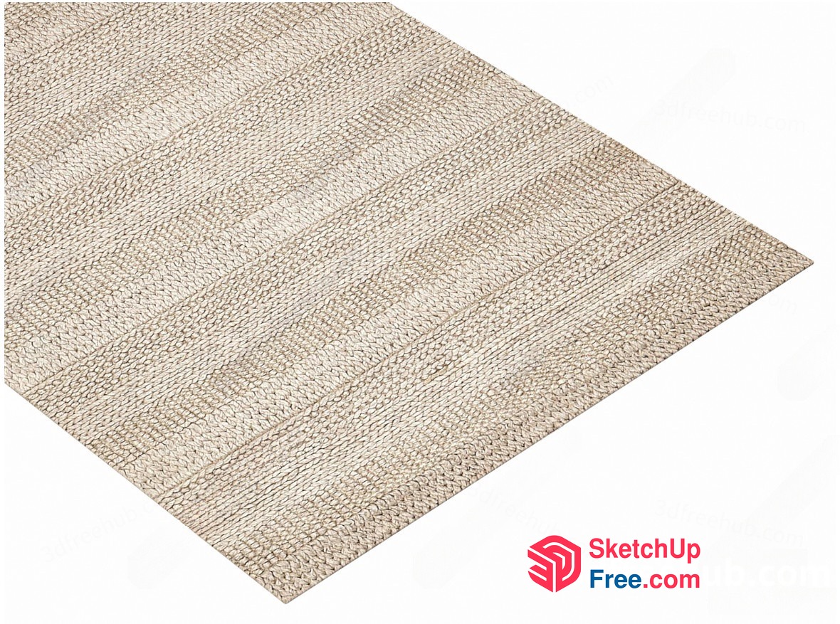 Beige Striped Rug With Textured Pattern 3D SketchUp File