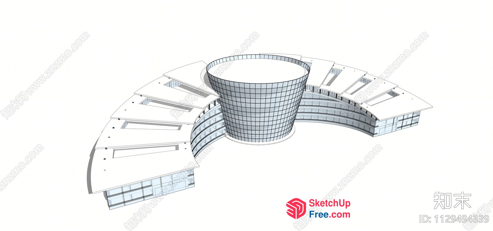 Modern Glass Building Exterior With Unique Design 3D SketchUp File